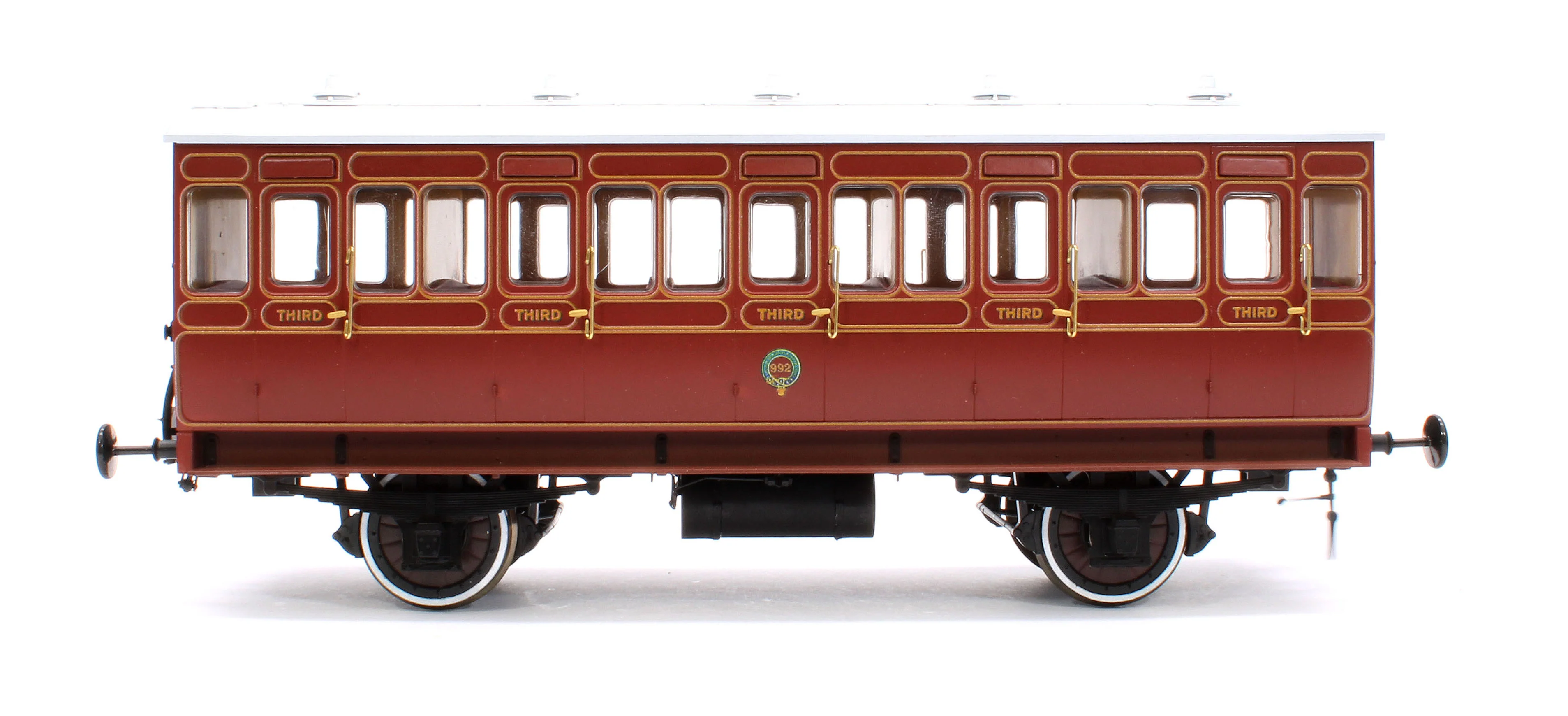 7P-020-680D Stroudley 4 Wheel Gas Lit 3rd Lined Brown 992 (Light Bar Fitted) - DCC Fitted - Image 2