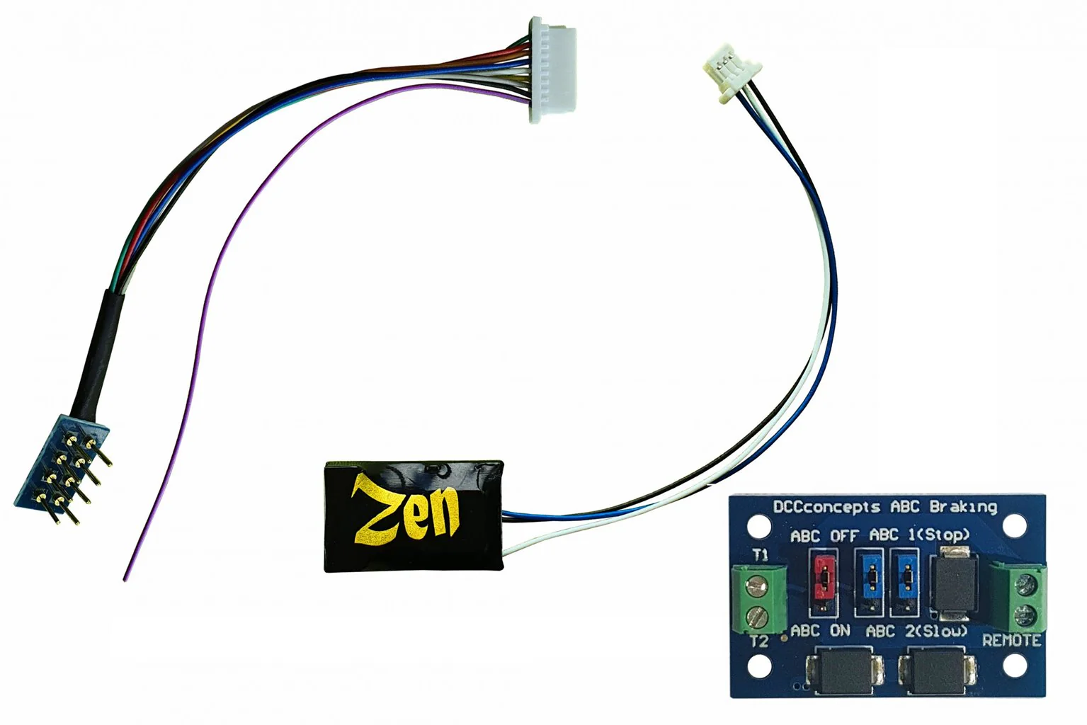 DCD-ZNmini.4A Zen Black Decoder: Classic small decoder shape with 8-pin harness. 4 Functions. Includes 1x ABC module