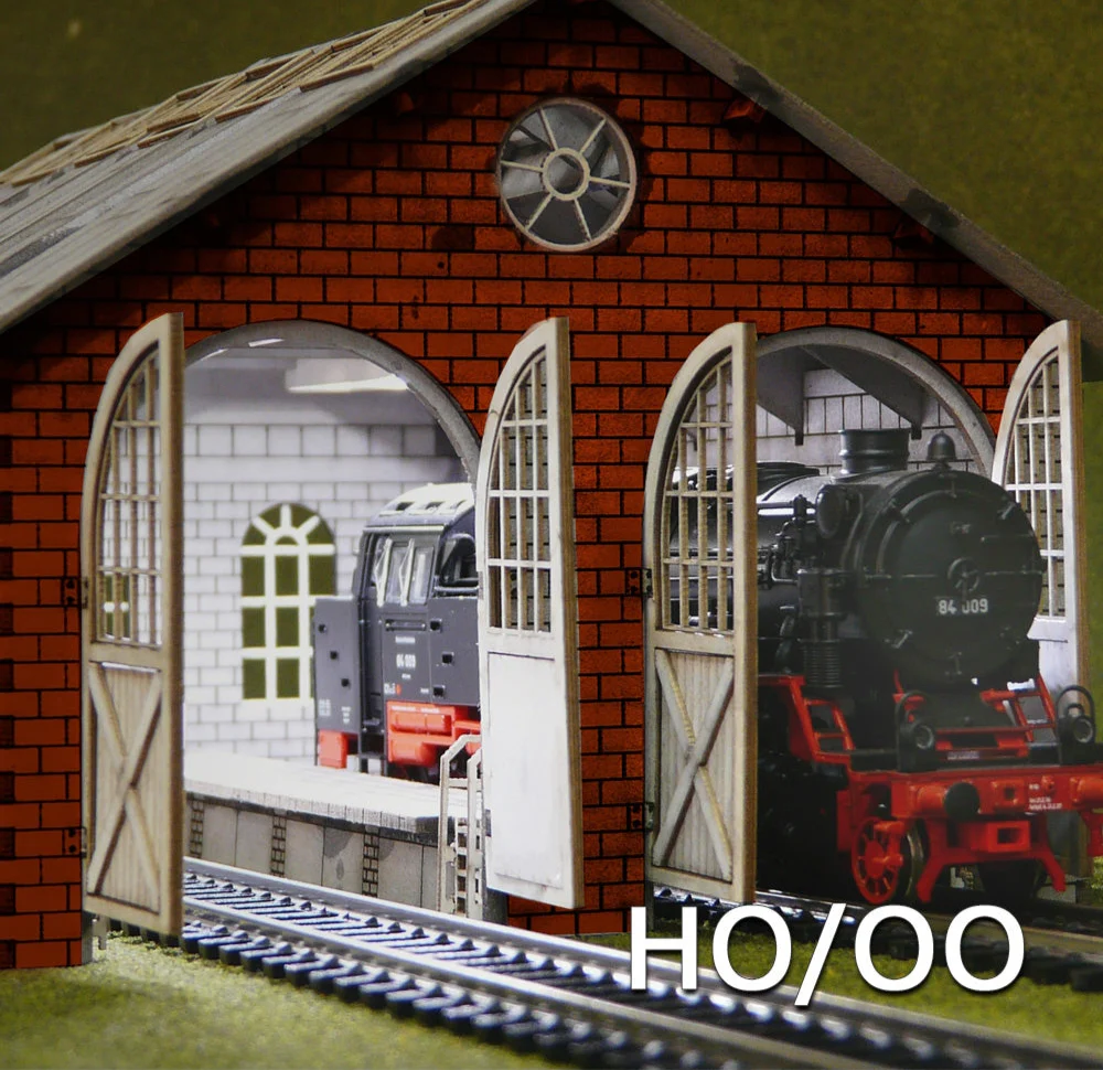 PLS-009 Double Engine Loco Shed Laser-Cut Kit HO-OO