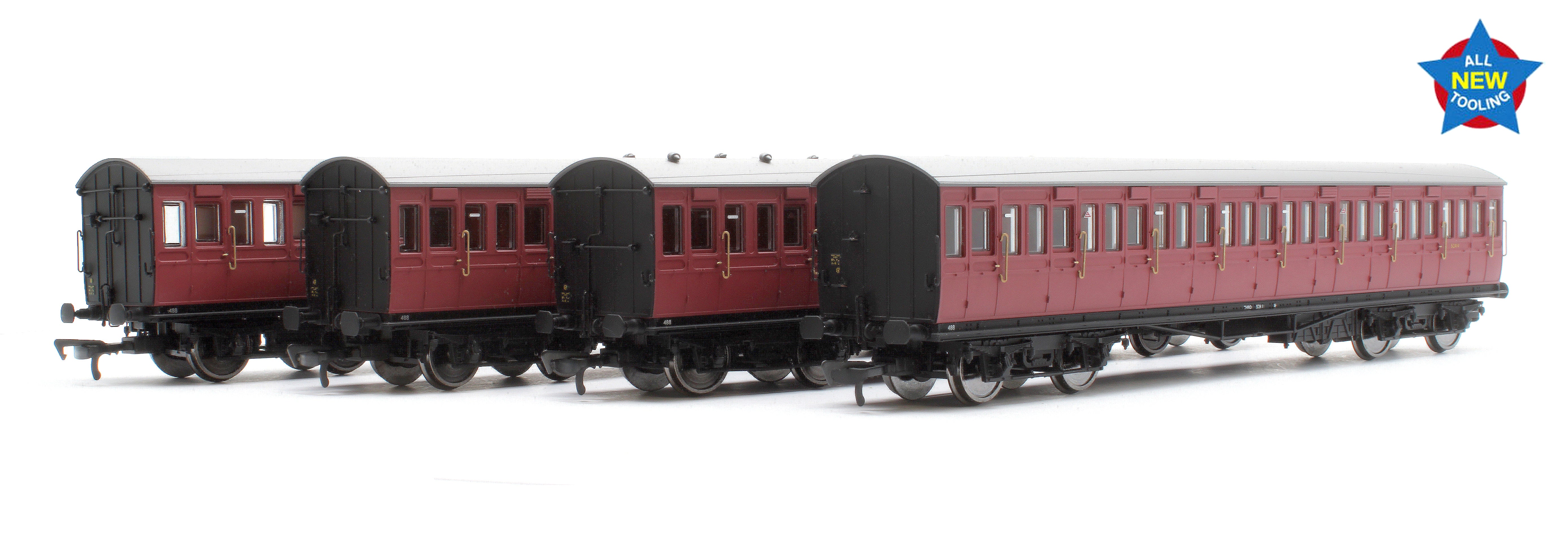 E86023 LBSCR 54ft 'Isle of Wight' 4-Coach Pack BR Crimson No. 488