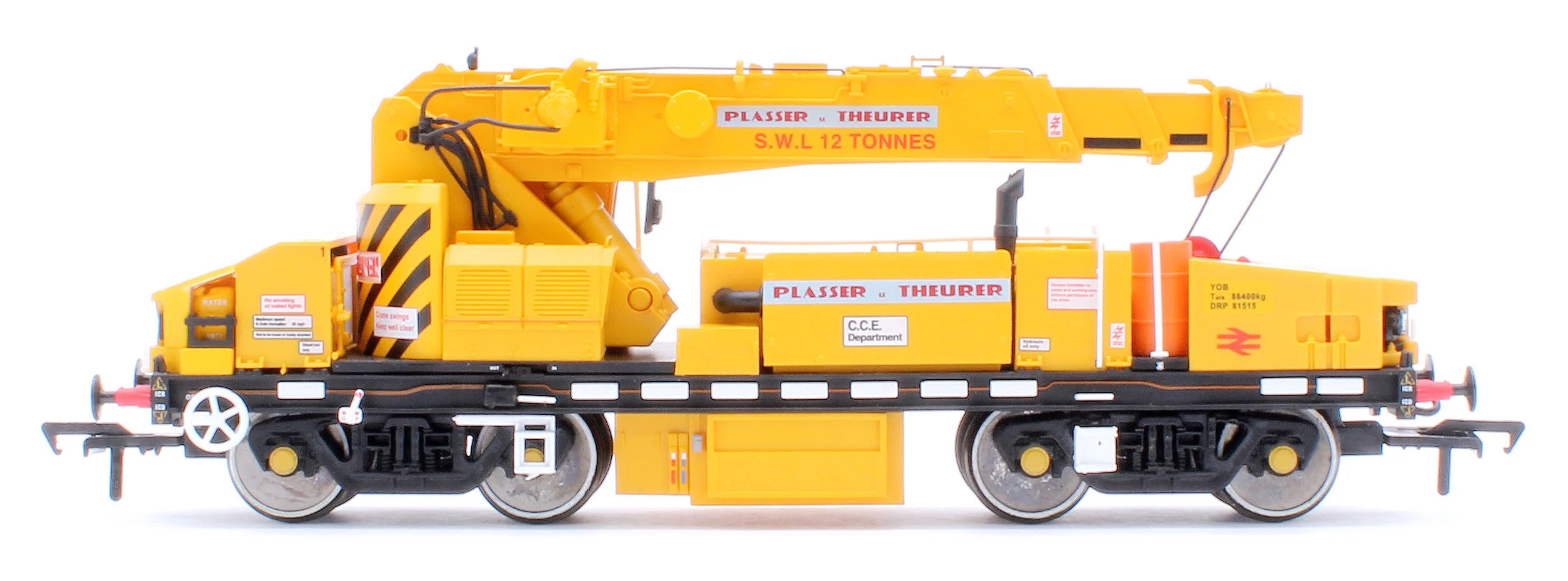 E87108 Plasser 12T YOB Diesel-Hydraulic Crane DRP81515 BR Departmental Yellow - Image 2