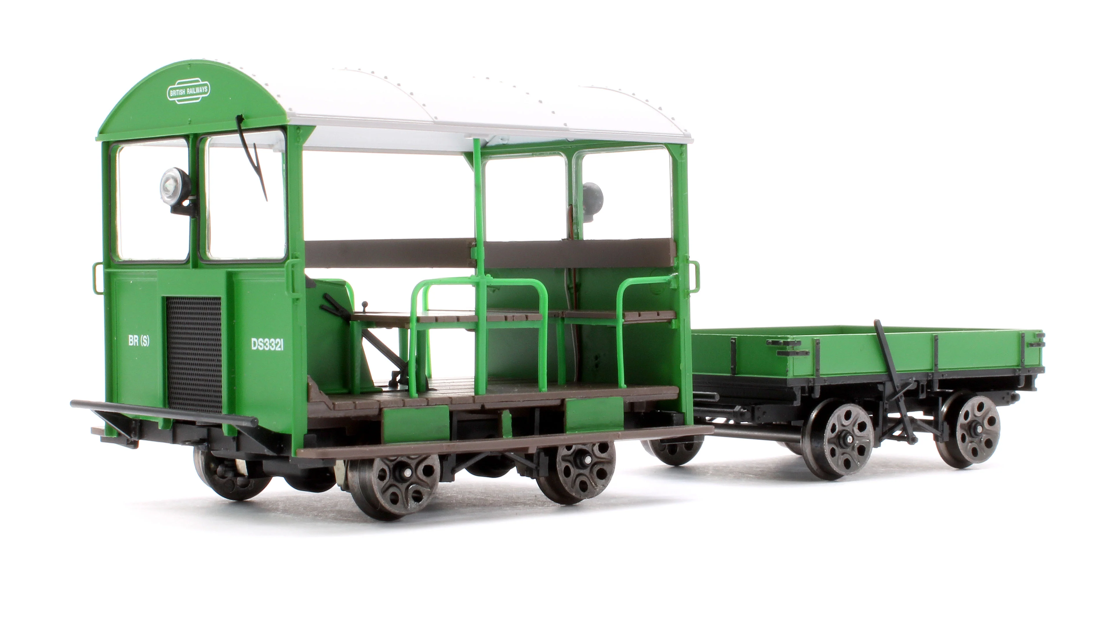 E1017S Wickham Trolley & Trailer, BR (SR) Green DS3321 - DCC Sound