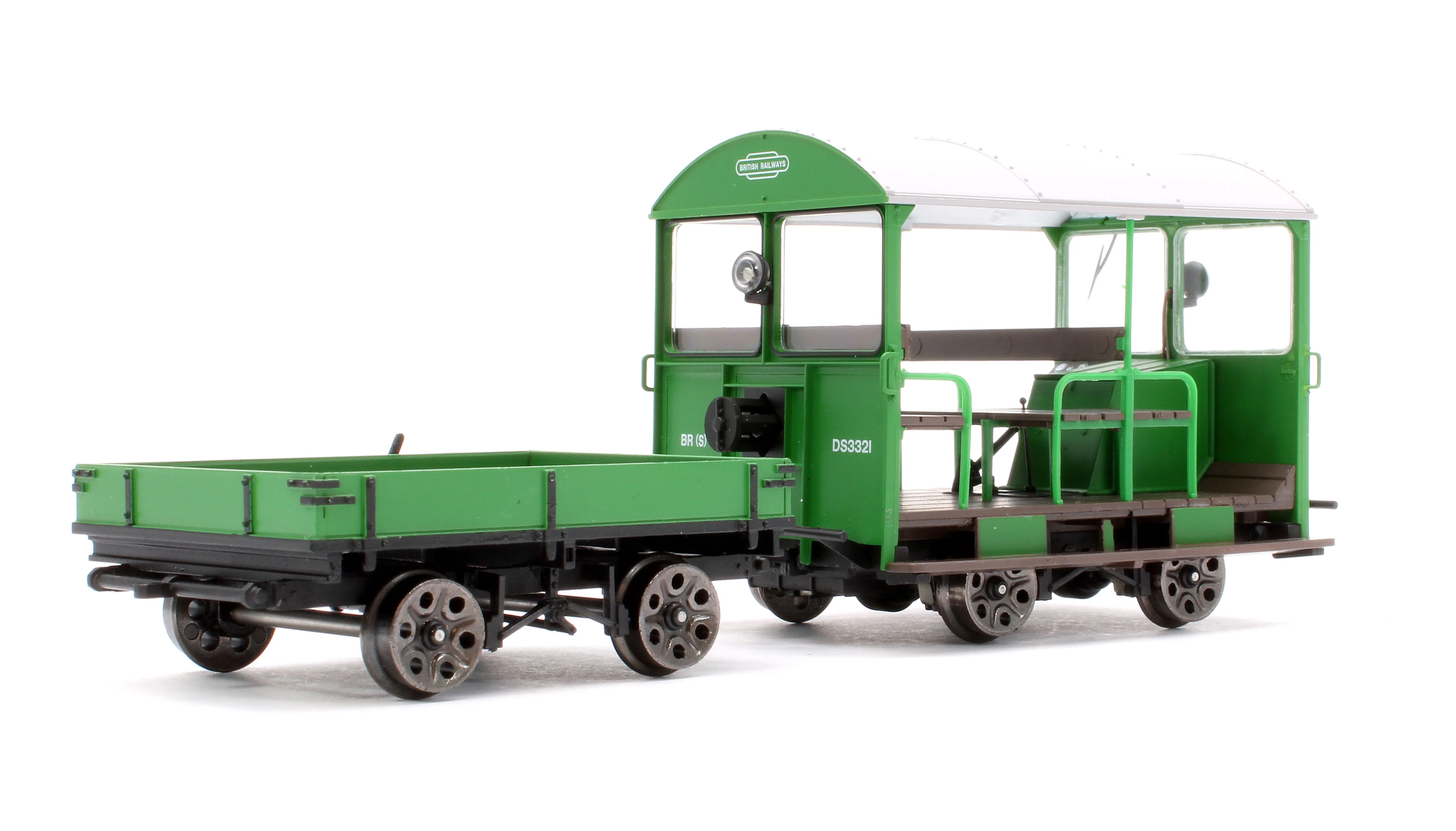 E1017S Wickham Trolley & Trailer, BR (SR) Green DS3321 - DCC Sound - Image 3