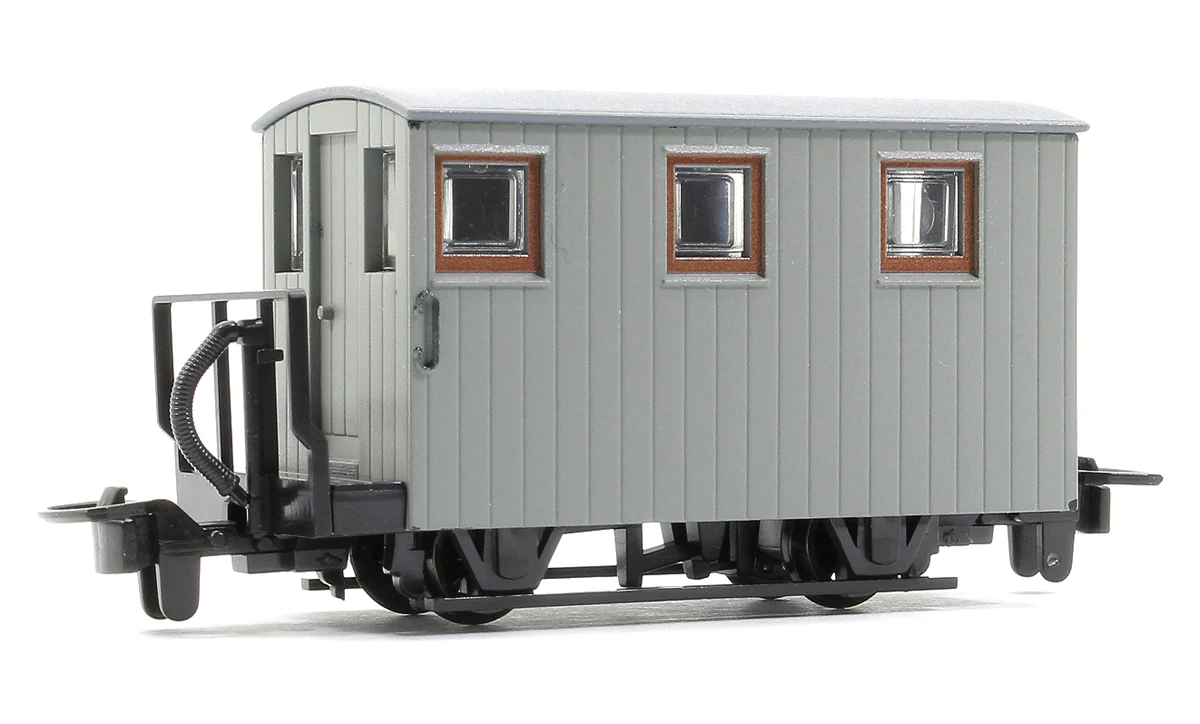 GR590UY GLT OO-9 Ffestiniog Railway 4-wheel Quarryman Coach 1-balcony, unlettered grey
