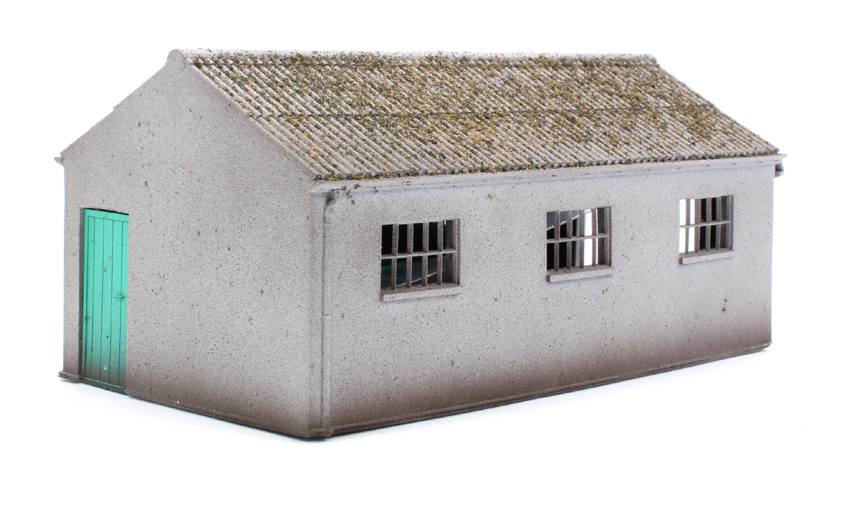 BS4005 Concrete Workshop Garage Peaked Roof - End Doors - Green Doors - Image 3