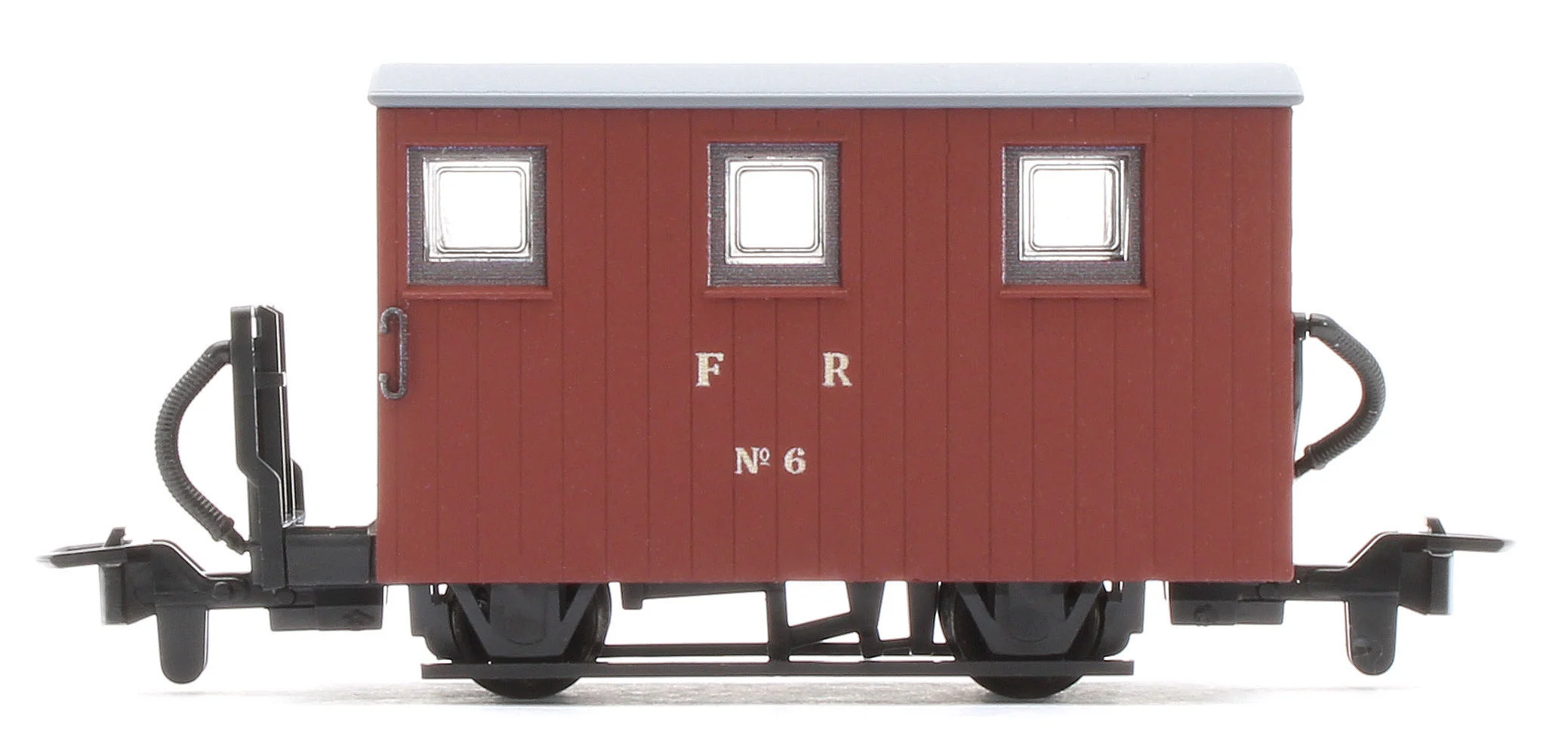GR591A 4 Wheel Ffestiniog Railway Brake Van Single Balcony Brown No.6 - Image 4