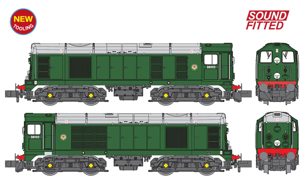 371-030BSF Class 20/0 Disc Headcode & Tablet Catcher Recess D8102 BR Green (Roundel) Diesel Locomotive - DCC Sound - Image 6