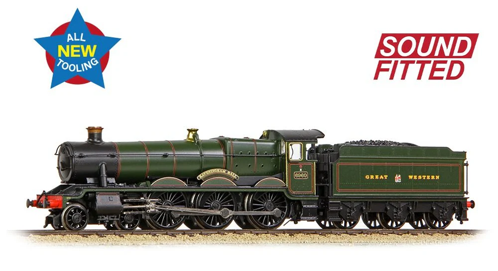 372-450SF GWR 'Modified Hall' 6960 'Raveningham Hall' GWR Lined Green (GW Crest) Steam Locomotive - DCC Sound