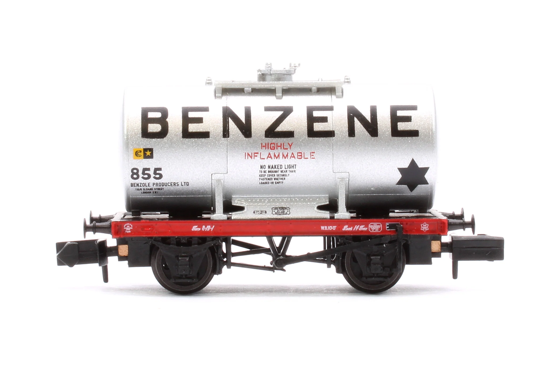 378-000A 14T Anchor-Mounted Tank Wagon 'Benzene' Silver No. 855 - Image 2