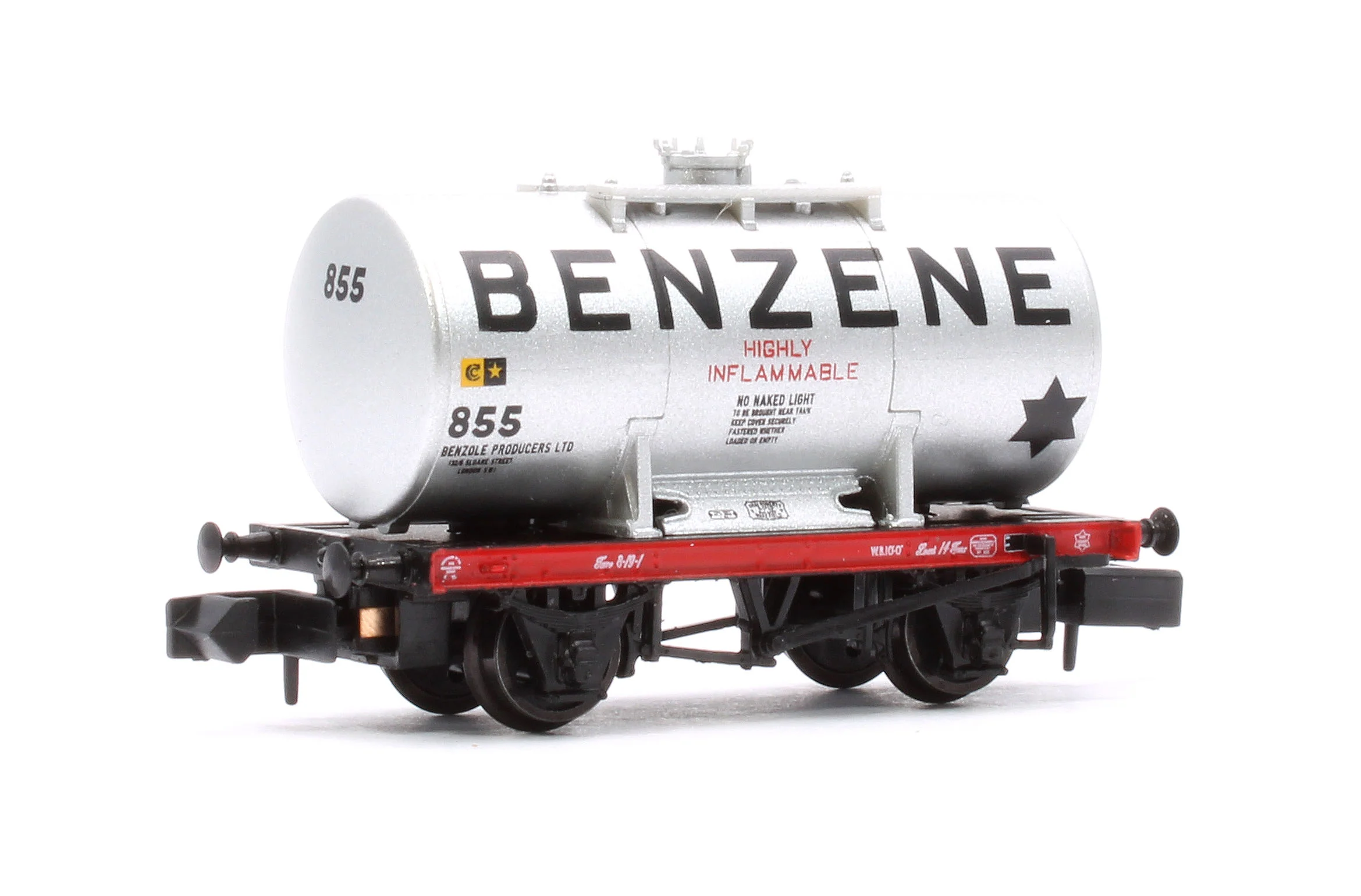 378-000A 14T Anchor-Mounted Tank Wagon 'Benzene' Silver No. 855 - Image 3