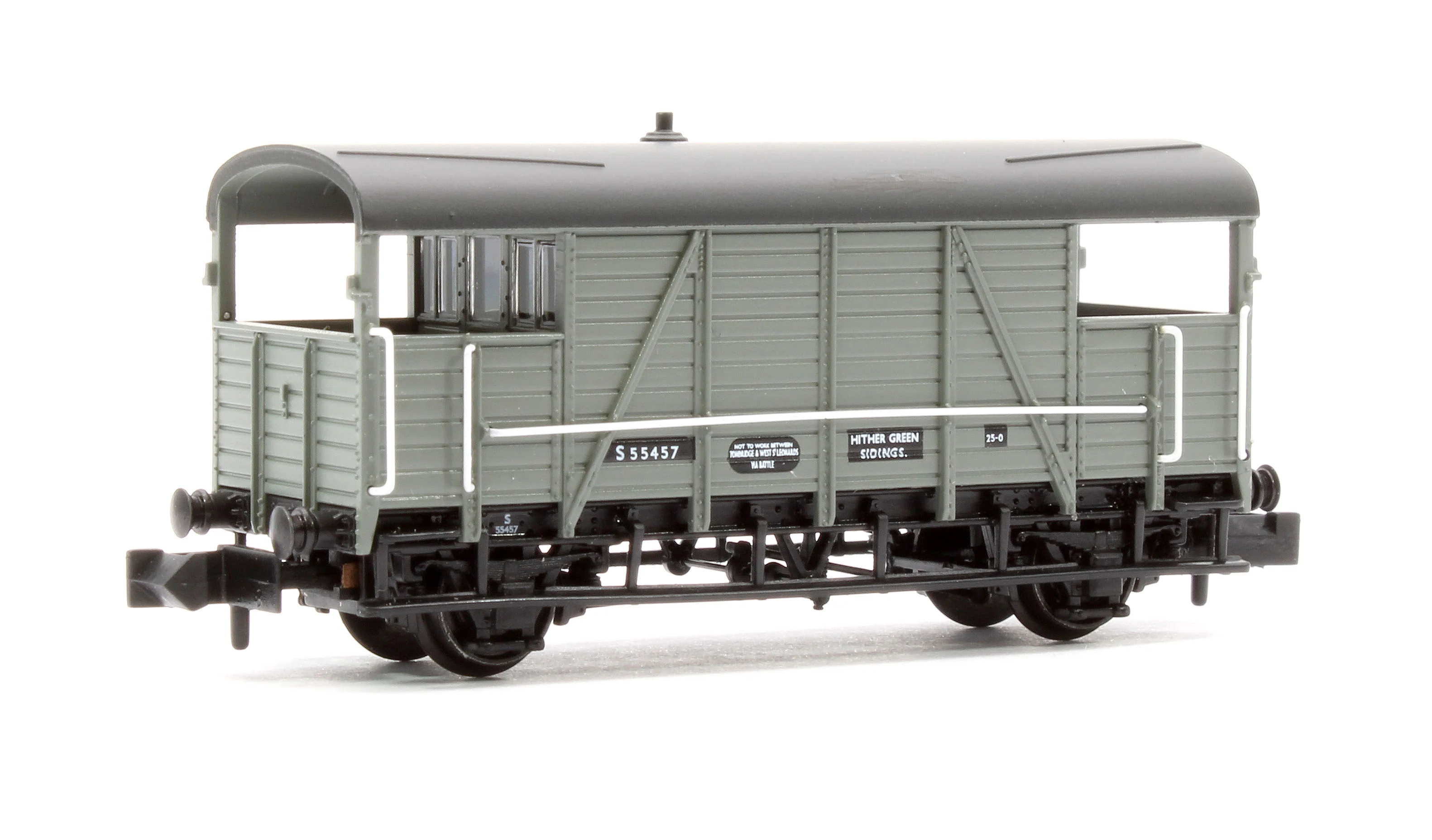 378-027 SE&CR 25T 'Dance Hall' Brake Van BR Grey No.S55457