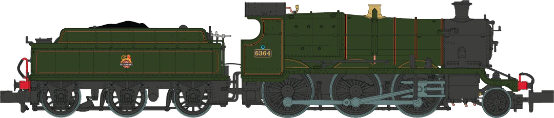 2S-043-005S GWR Churchward Built 63xx 2-6-0 Mogul 6364 BR Green, Early Crest - Sound Fitted