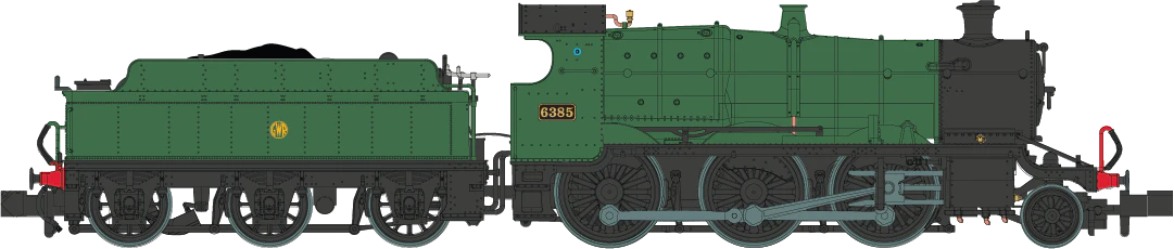 2S-043-002D GWR Churchward Built 63xx 2-6-0 Mogul 6385 Shirt Button Green - DCC Fitted