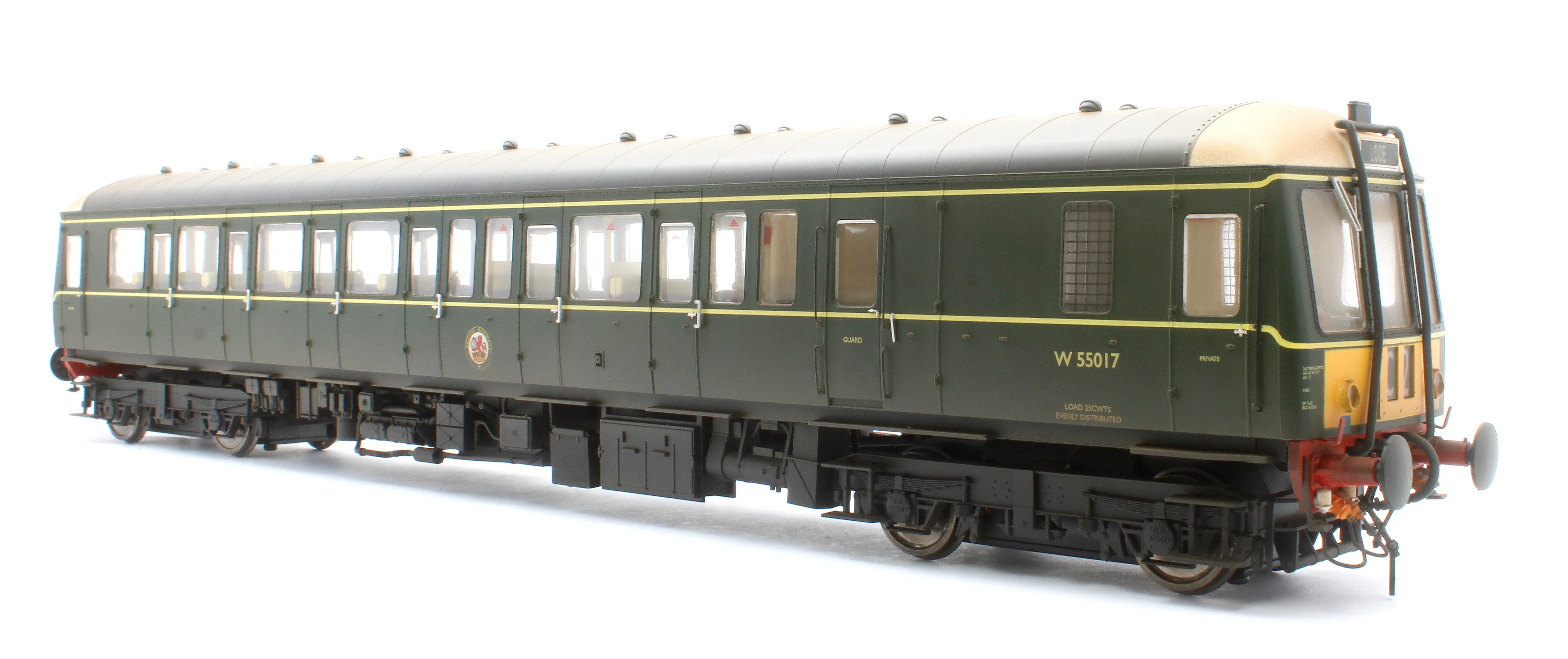 1222 Class 122 BR Green (Small Yellow Panel) Single Car DMU W55017 - Weathered - Image 2