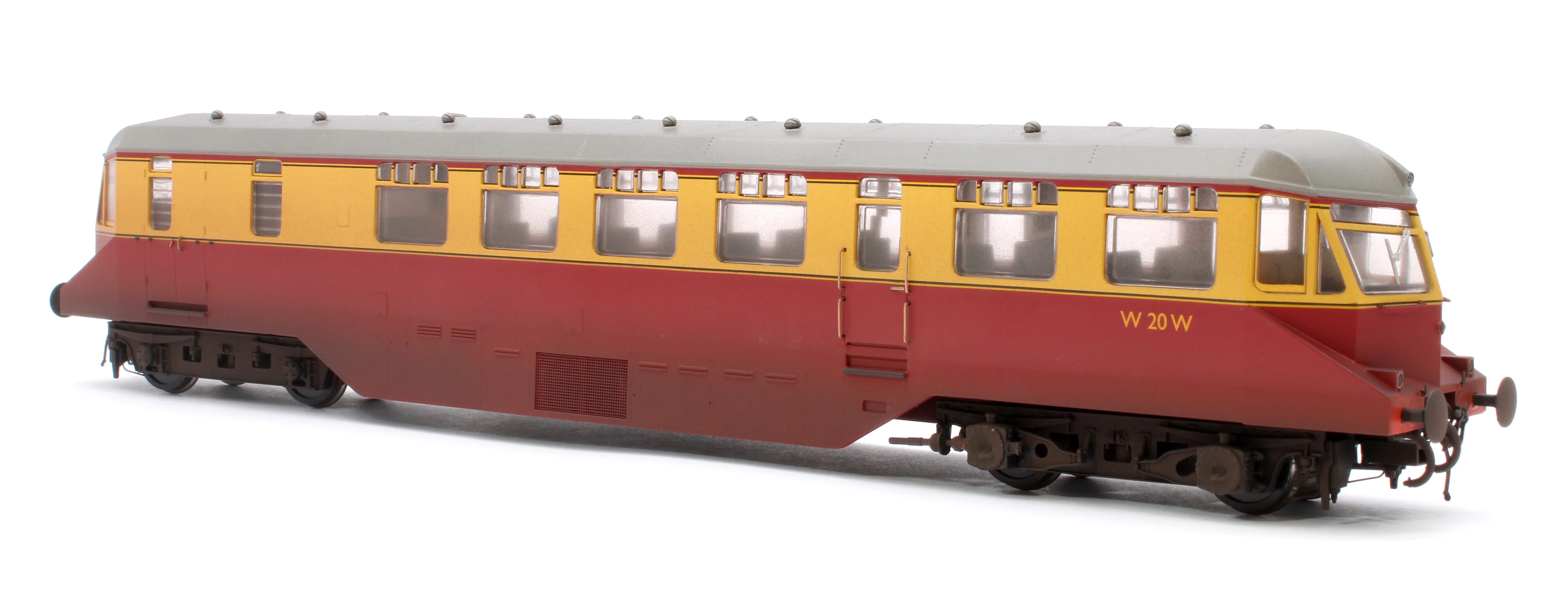 19407 GWR Passenger Railcar BR Crimson/Cream W20W (Grey Roof) Diesel Locomotive - Weathered - Image 4