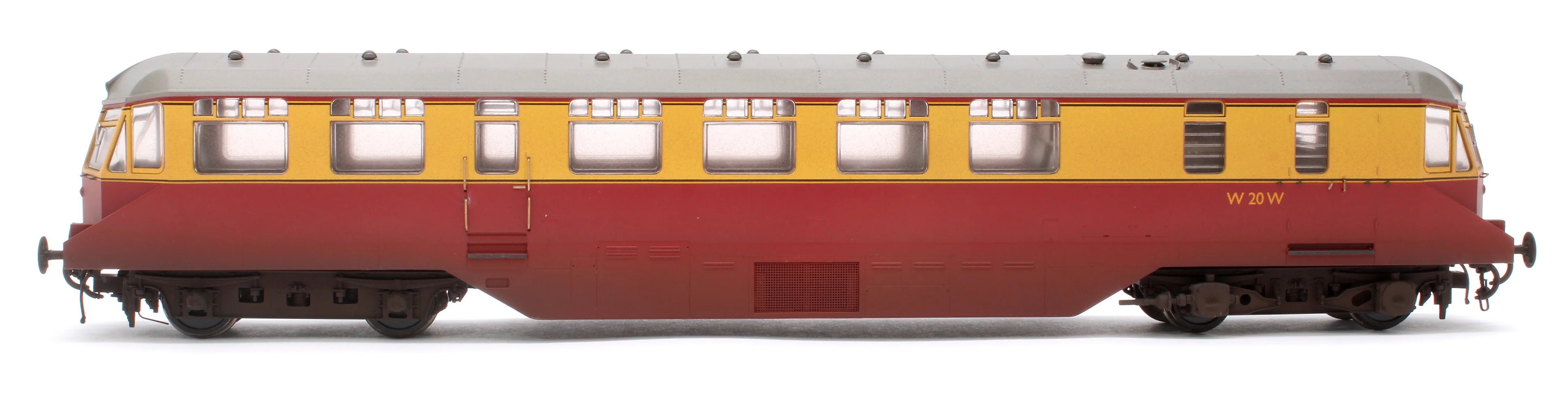 19407 GWR Passenger Railcar BR Crimson/Cream W20W (Grey Roof) Diesel Locomotive - Weathered - Image 5