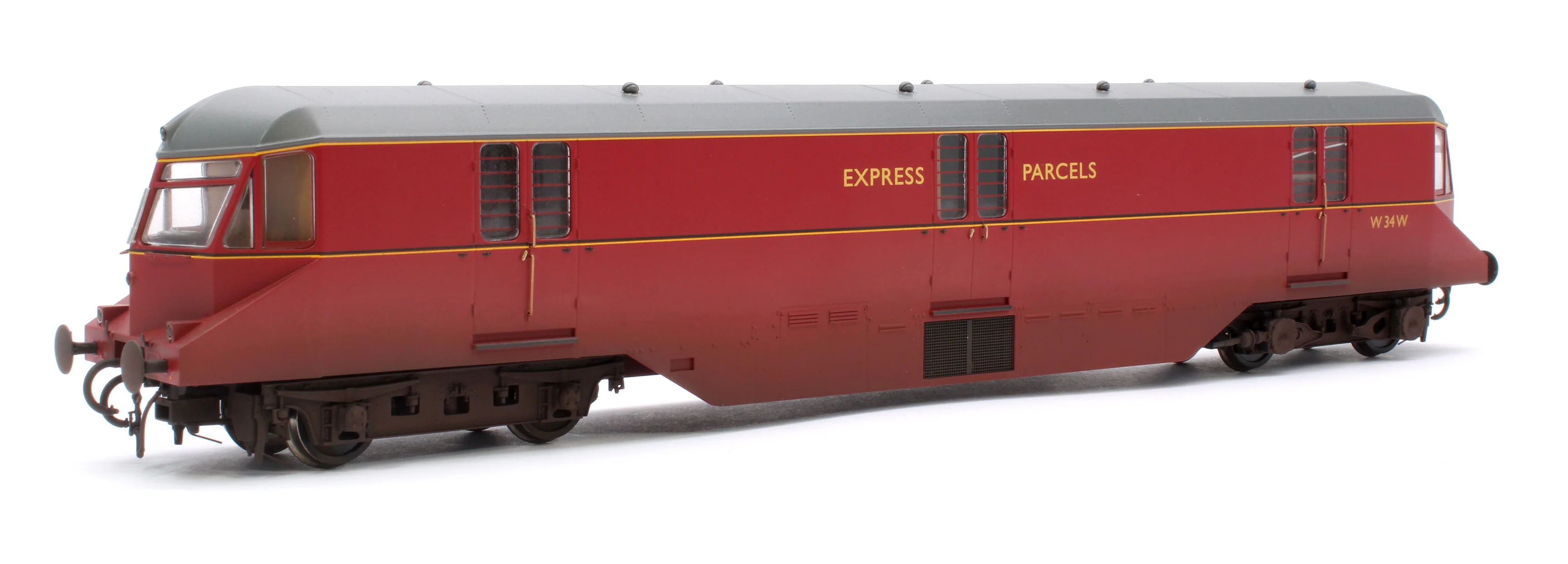 19432 Pre-Owned GWR Parcels Railcar BR ‘Express Parcels’ Crimson No. W34W (Grey Roof) Diesel Locomotive - Weathered