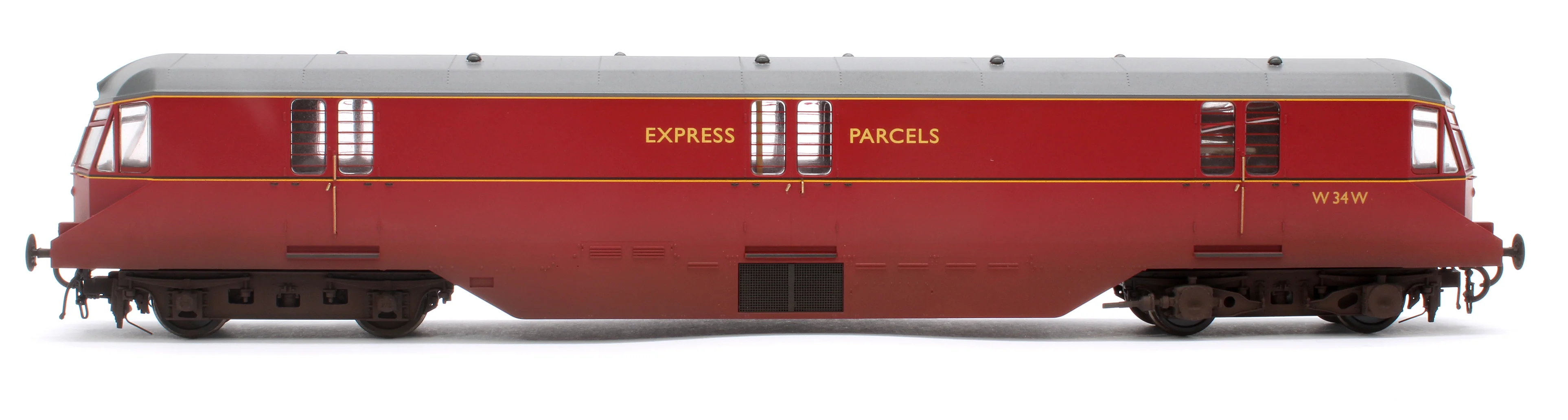 19432 Pre-Owned GWR Parcels Railcar BR ‘Express Parcels’ Crimson No. W34W (Grey Roof) Diesel Locomotive - Weathered - Image 5