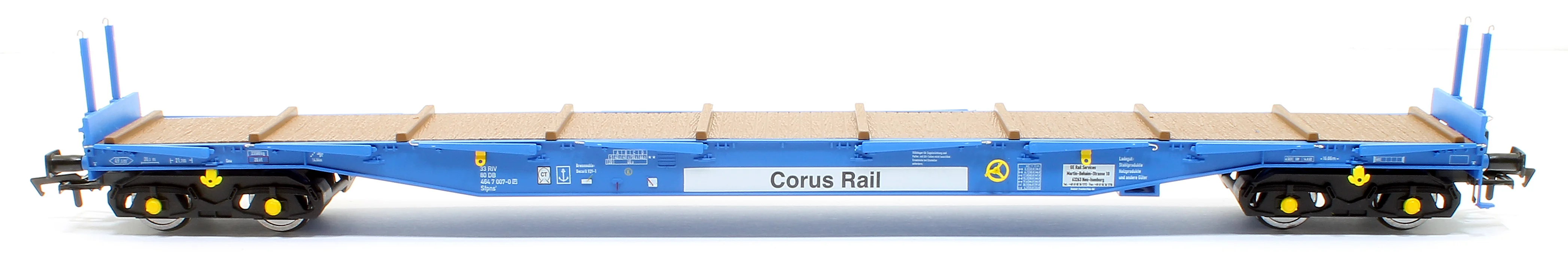 5105 IGA Cargowaggon bogie flat in Corus Rail blue 4647 - Image 3