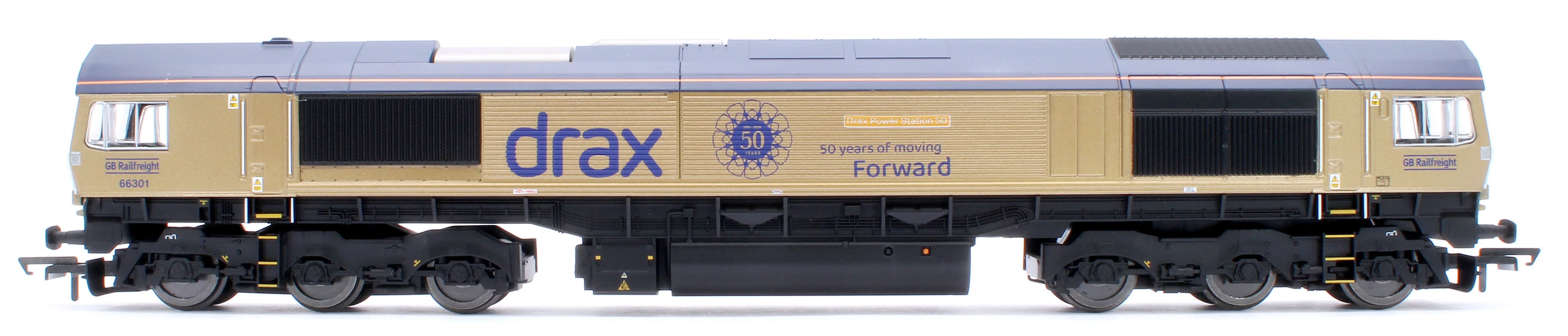 R30461 RailRoad GB Railfreight Class 66 Co-Co Drax 50th Anniversary Gold 66301 ‘Drax Power Station 50’ Diesel Locomotive - Image 3