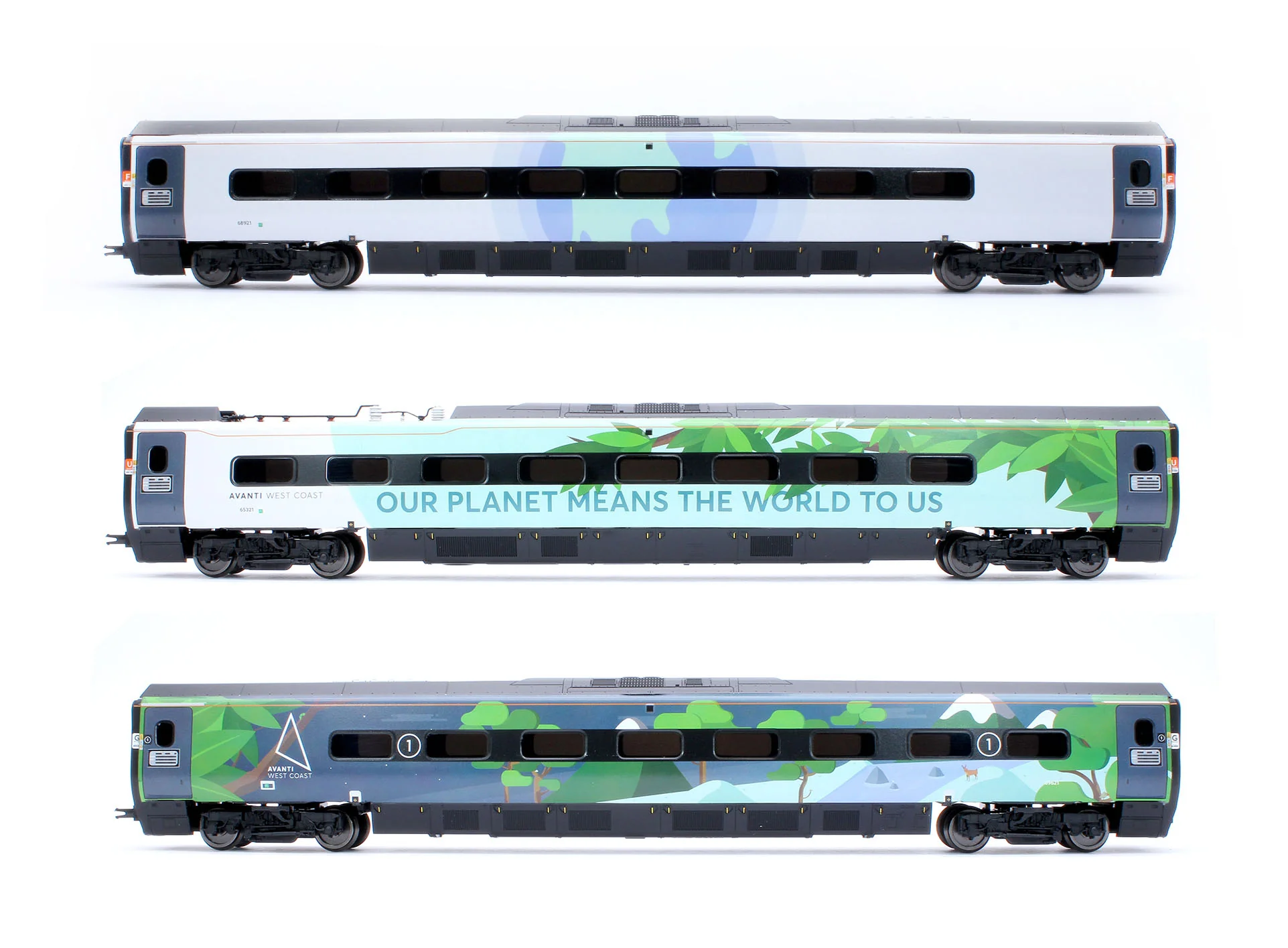 R40483 Avanti West Coast Class 390 Climate Change Livery Coach Pack 3 69721 + 69821 + 69921 - Image 3