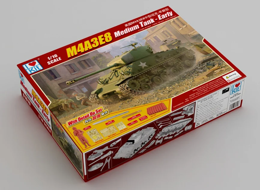 PKLK61619 US M4A3E8 Sherman Easy Eight, WWII Medium Tank Early Model Kit - Image 5