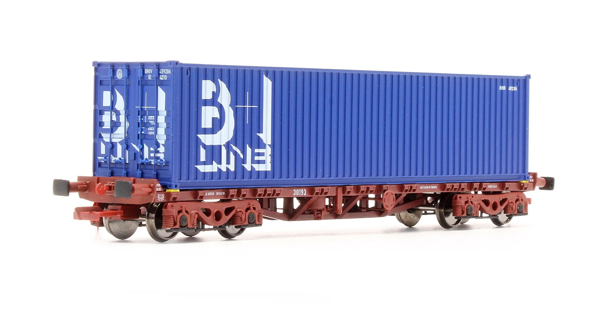 Pre-Owned IRM1061 CIE / IR 42ft Bogie Flat Wagon with B&I Container - Set 2 - Image 3