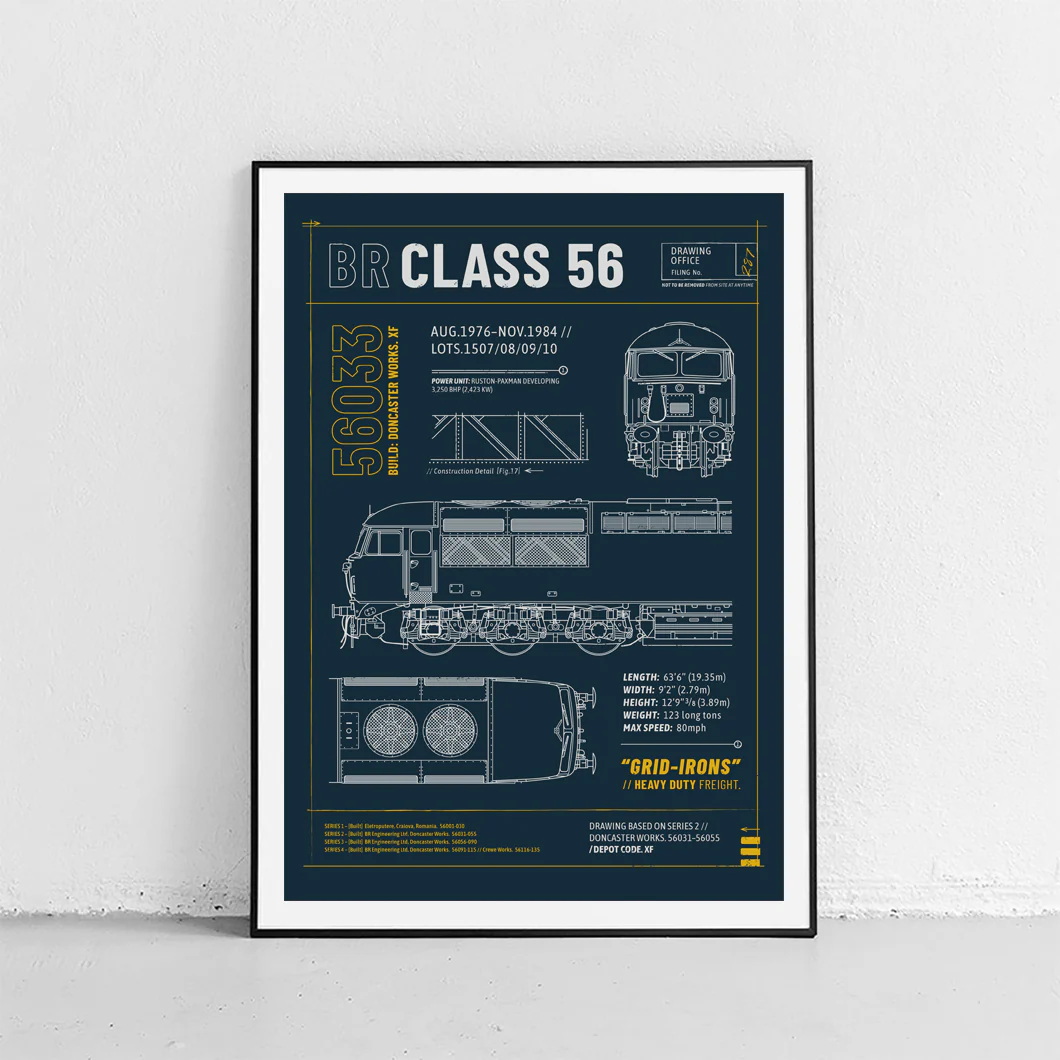 56033-Poster The Class 56 Technical Drawing Specification Railway Print