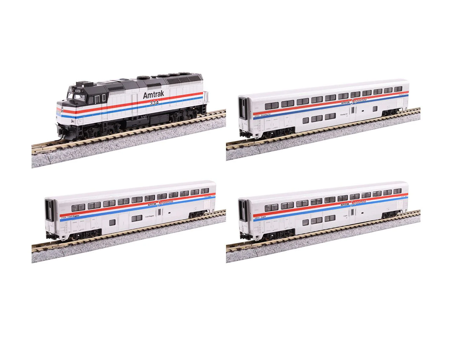 106-3530 F40PH Superliner I Amtrak PhIII Train Pack