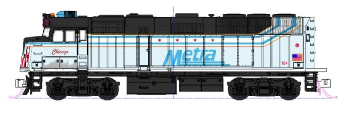 106-CHICAGO Chicago Metra F40PH Commuter Train Set - Image 2