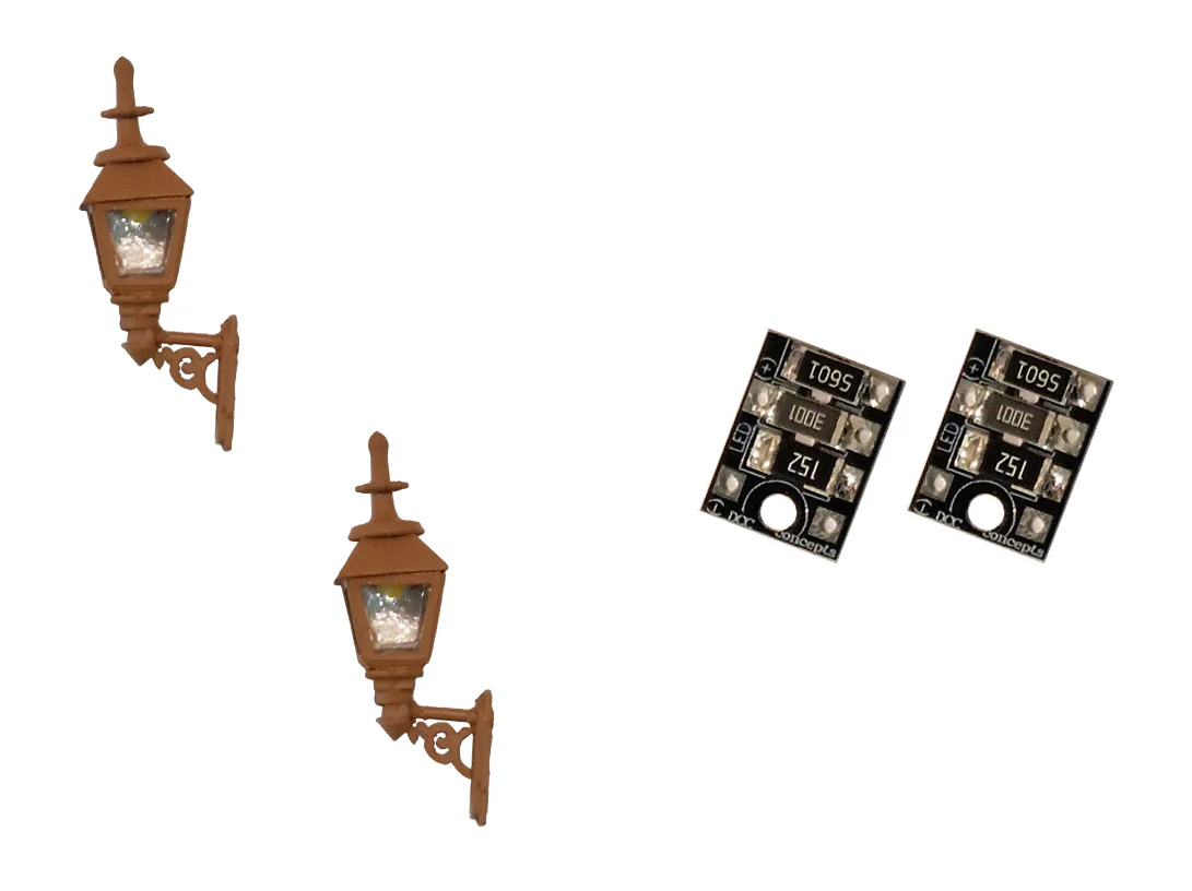 LML-GWBN 4mm Scale Gas Wall Lamps – Brown (2 pack)