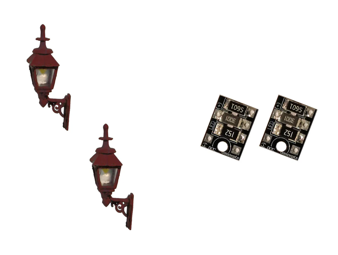 LML-GWMR 4mm Scale Gas Wall Lamps – Maroon (2 pack)