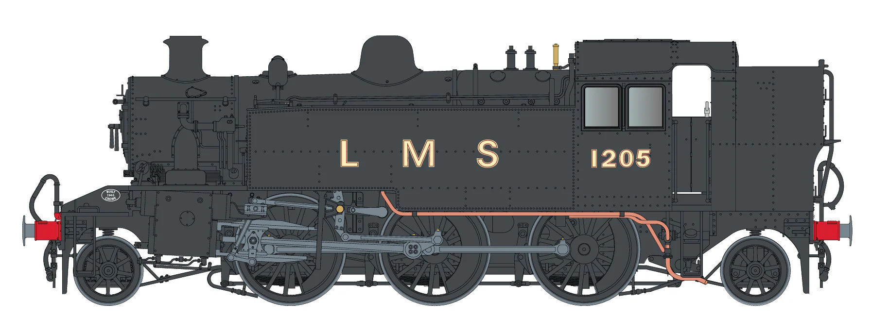 LHT-S-041-001D Ivatt Class 2 2-6-2T 1205 LMS Plain Black Steam Locomotive - DCC Fitted - Image 2