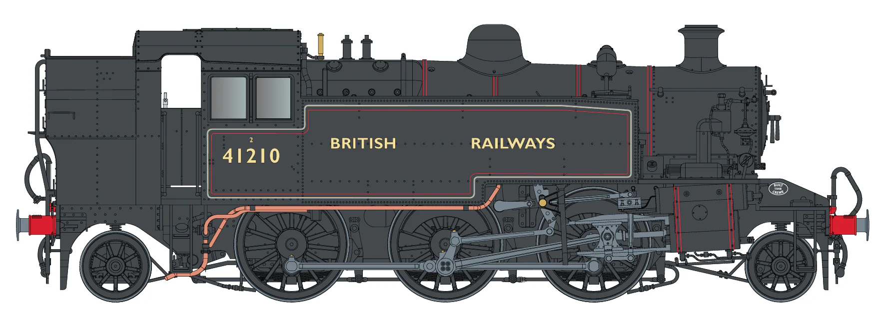 LHT-S-041-002US Ivatt Class 2 2-6-2T British Railways Lined Black Push Pull Unnumbered Steam Locomotive - DCC Sound - Image 2