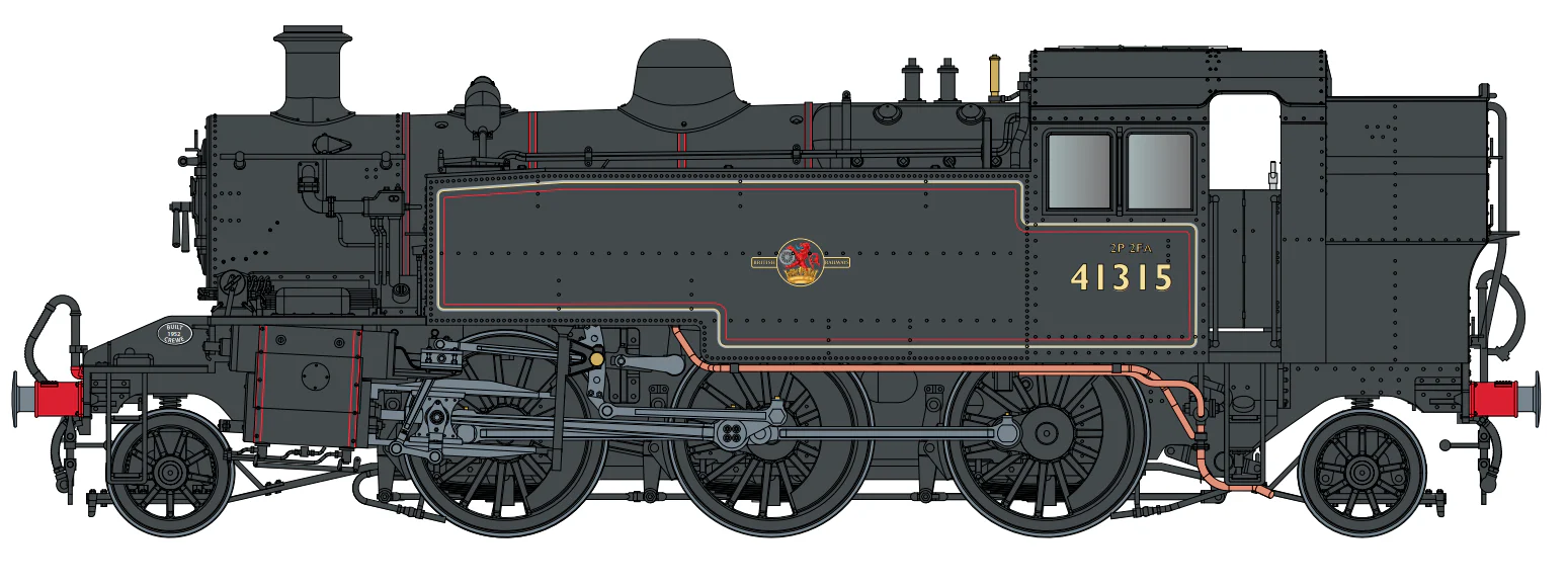 LHT-S-041-006S Ivatt Class 2 2-6-2T 41315 BR Lined Black Late Crest Steam Locomotive - DCC Sound