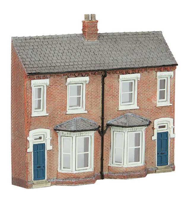 42-202B Low Relief Front Terraced Houses - Blue