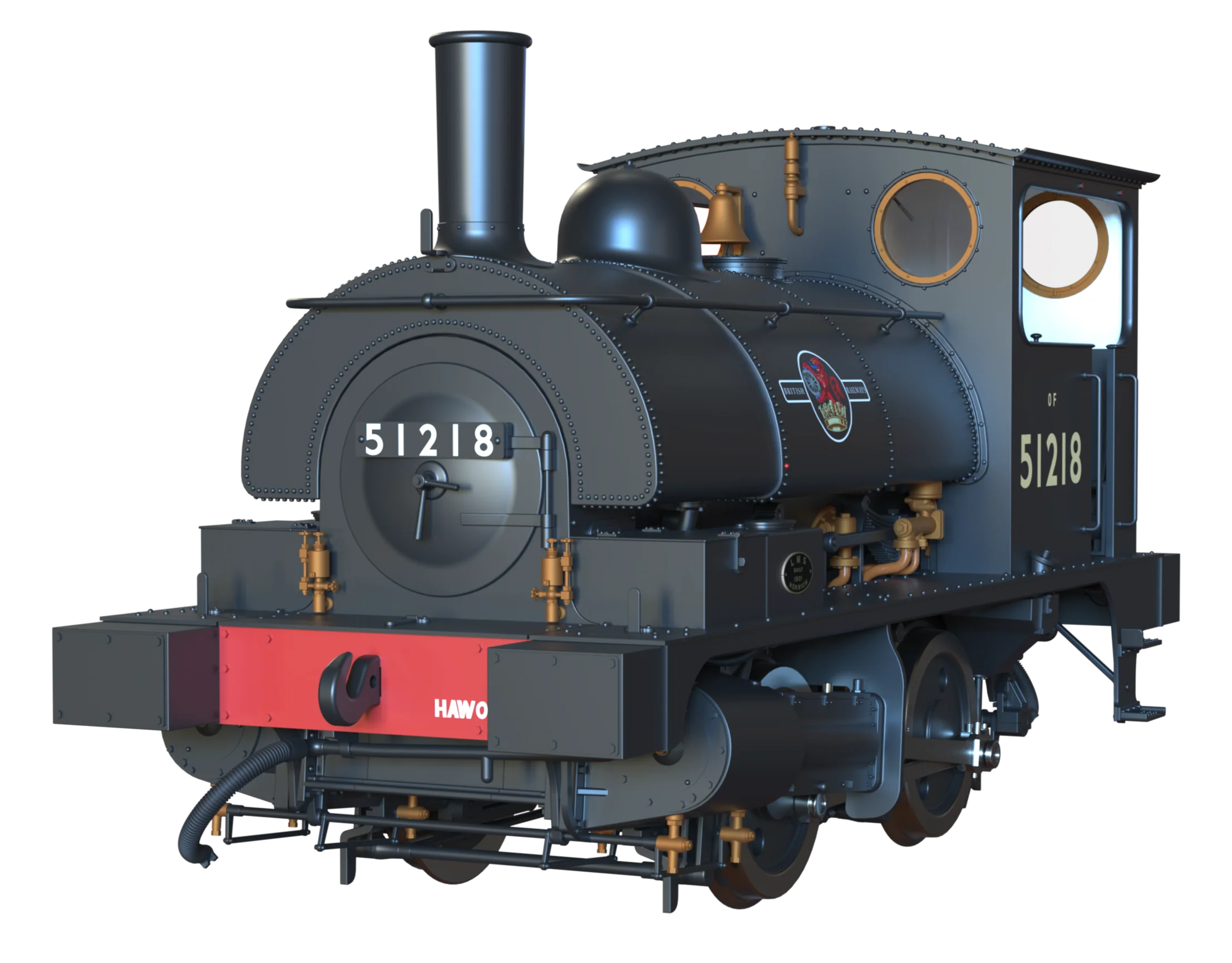 E1050 LYR 'Pug' 0-4-0ST 51218 BR Black Late Crests (as preserved) Steam Locomotive