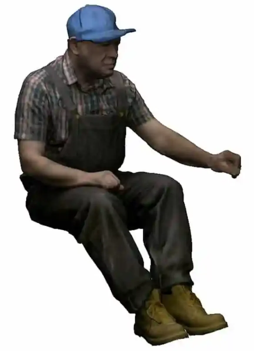 23050-148L N Gauge - North American - Seated Engineer using Regulator - Left Hand Raised - Image 2