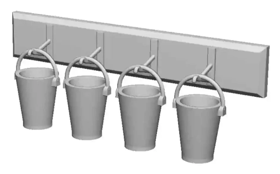 2632-076 OO Gauge Railway & Lineside - 4x Fire Buckets and Stand (Pack of 2)