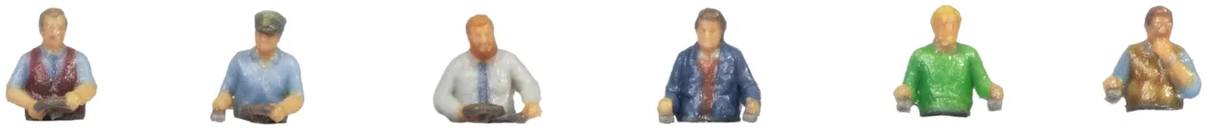 N35215 Electric Loco Drivers w/o Legs (6) 3D Master Figure Set