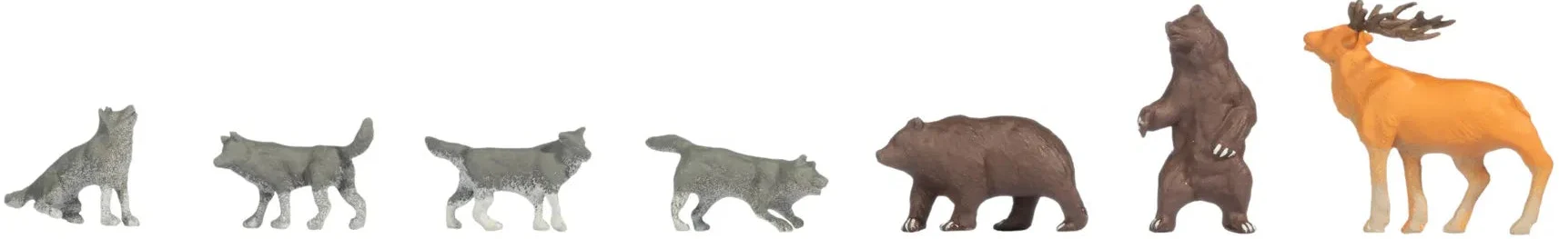 N36746 Bears (2) Wolves (4) & Stag (1) Figure Set - N Scale