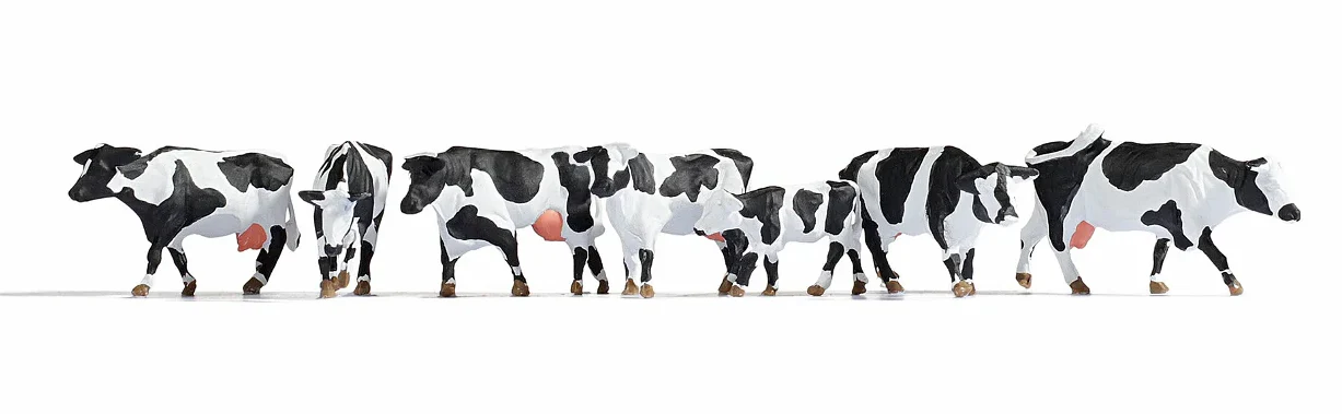 N15725 Figures - Black & White Cows (7) Set