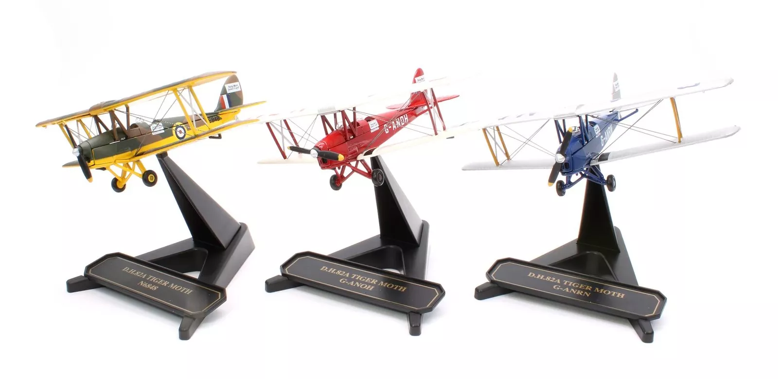 72TM004 Pre-Owned Glasmoth Tiger Moth Set of 3 1:72 Model Aircraft
