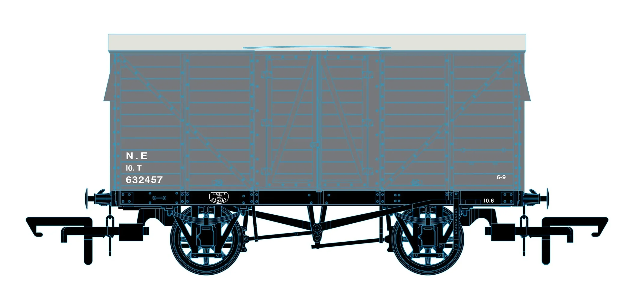 OR76GEGV004C GER 10t Covered Van LNER (post 1936) 632457