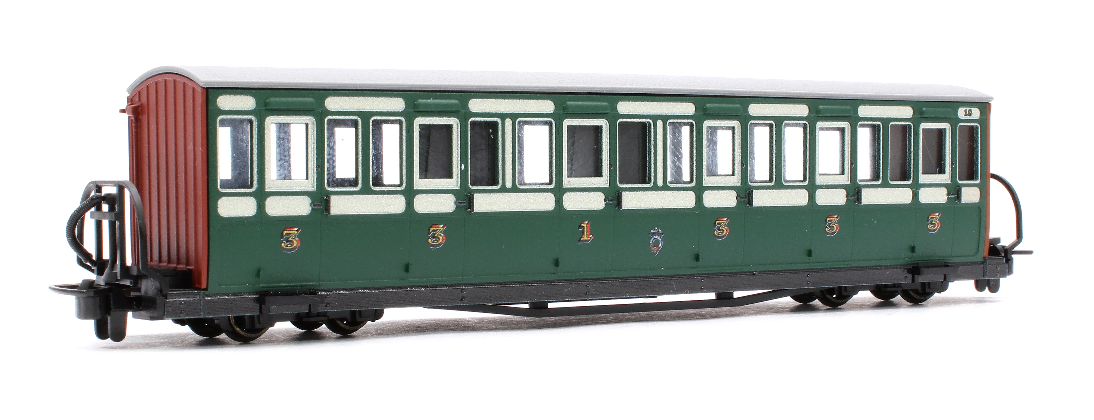 GR601B Ffestiniog Railway Short 'Bowsider' Bogie Coach, Early Preservation Green, No. 18 - Image 3