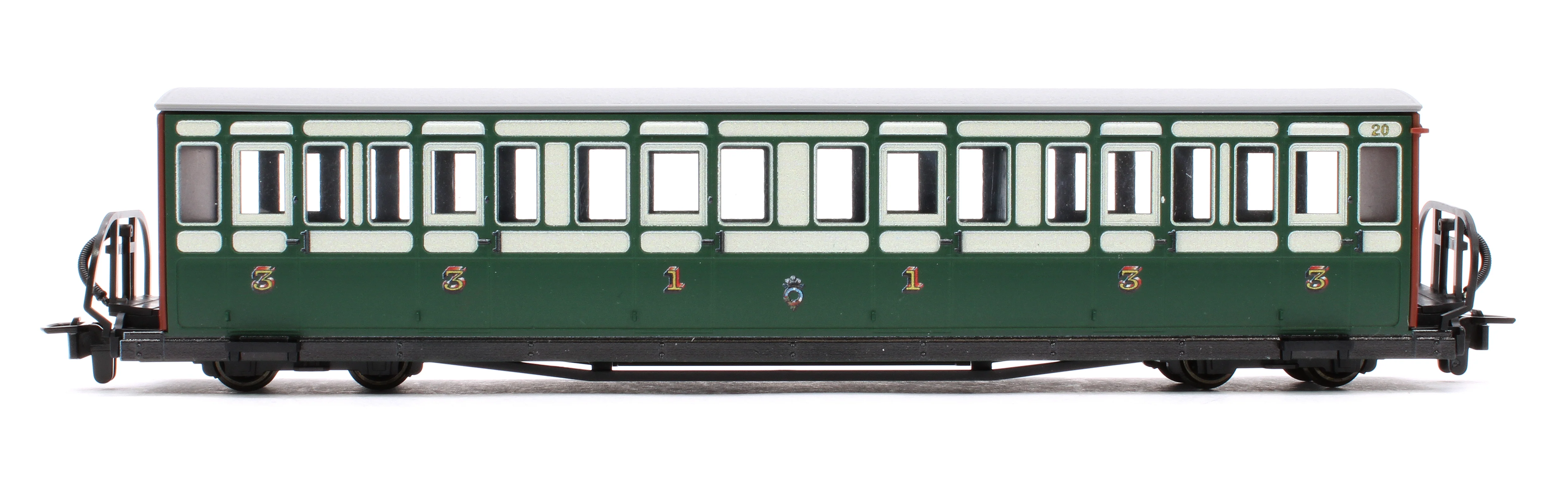 GR621B Ffestiniog Railway Long 'Bowsider' Bogie Coach, Early Preservation Green, No. 20 - Image 2