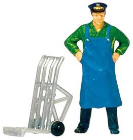 PR28125 Porter Standing with Luggage Cart Figure