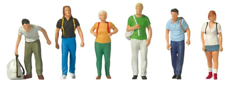 PR10725 Train Travellers With Rucksacks Figure Set (6)
