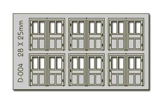 PD-004 6 Pcs 28X25mm Double Unit Doors HO/OO