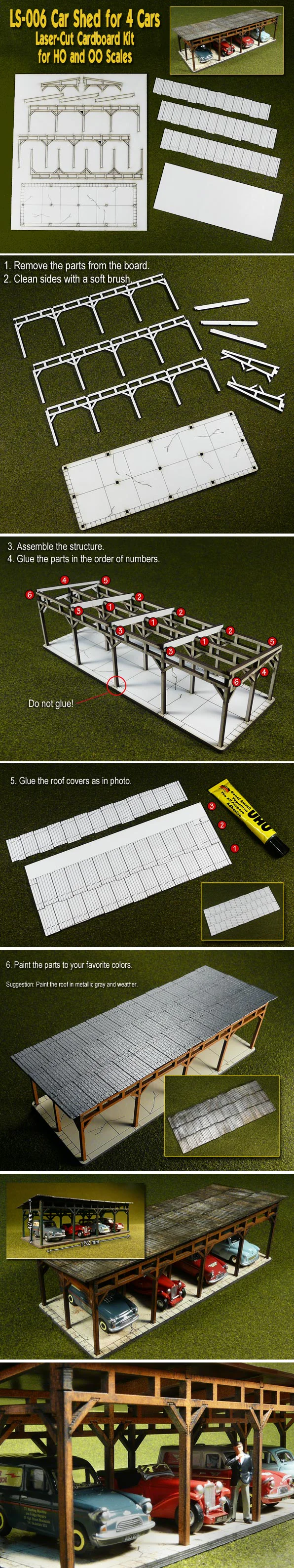 PLS-006 Laser-Cut 4 Car Shed Kit H0/00 - Image 2